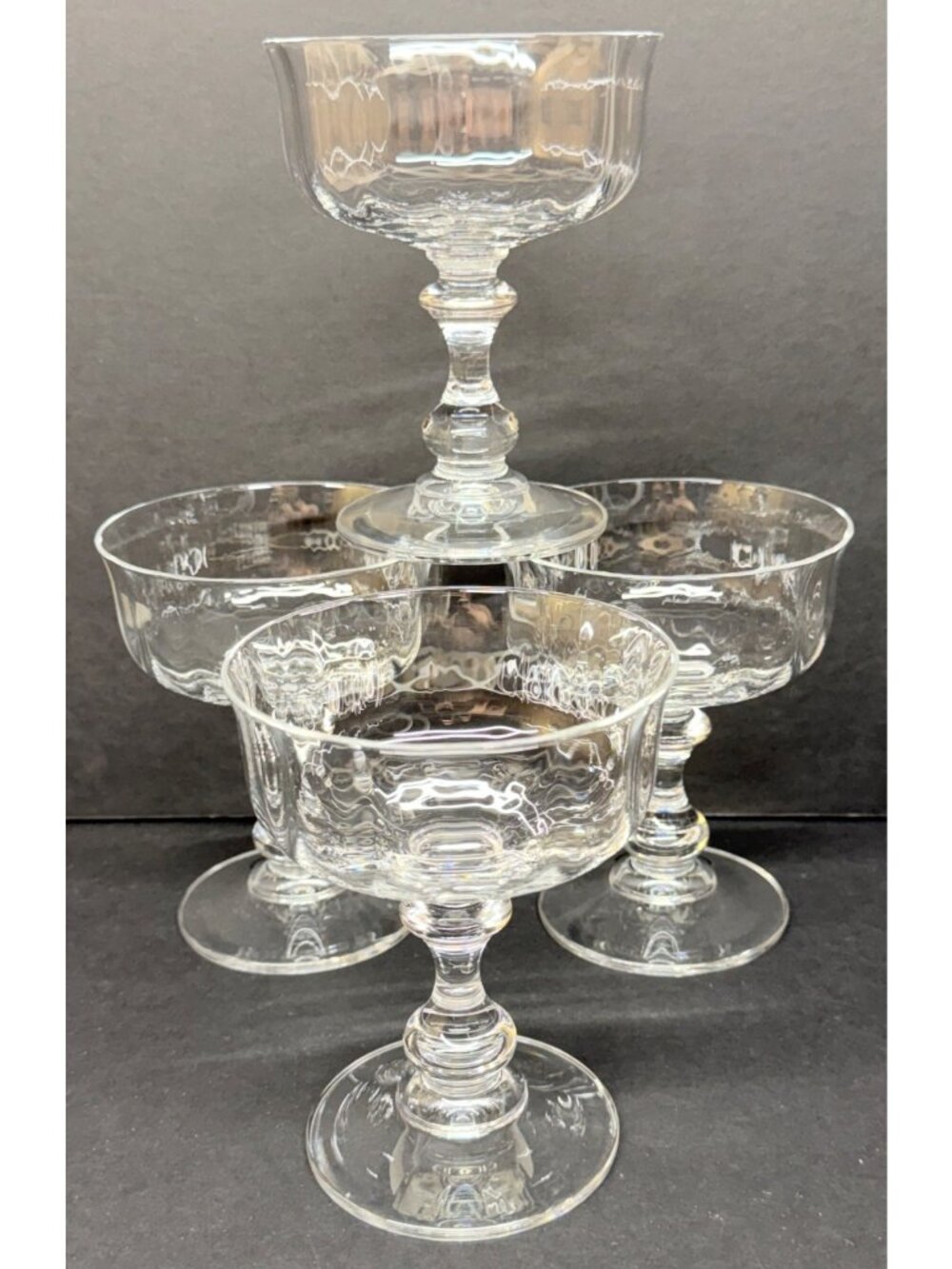 4 MIkasa Crystal Clear Optic French Countryside Champagnes Tall Sherbets 5 1/4"